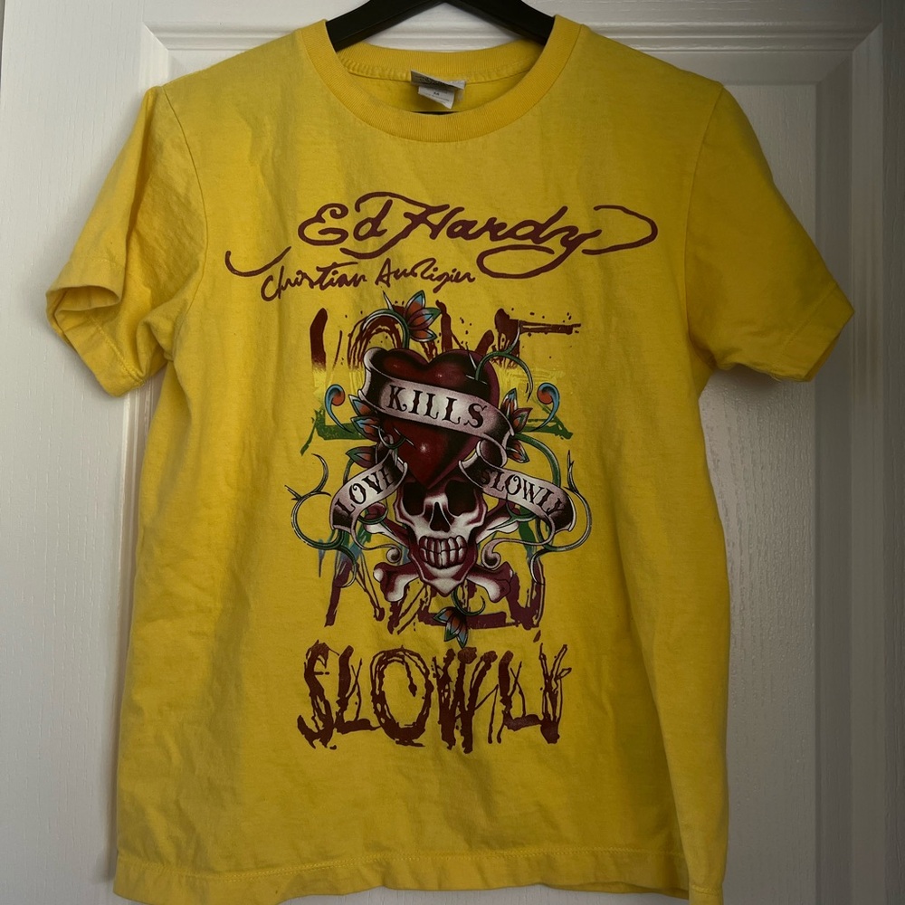 Ed Hardy Vintage Vibrant Yellow Graphic Tee
